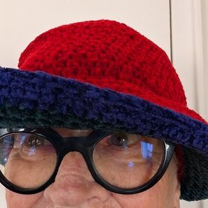 Red and Blue Crochet Hat